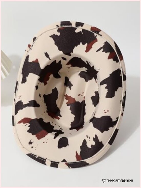 Cowboy Hat with Metal Bull Hatband - Wide Brim Cowgirl Western Hat main image 6